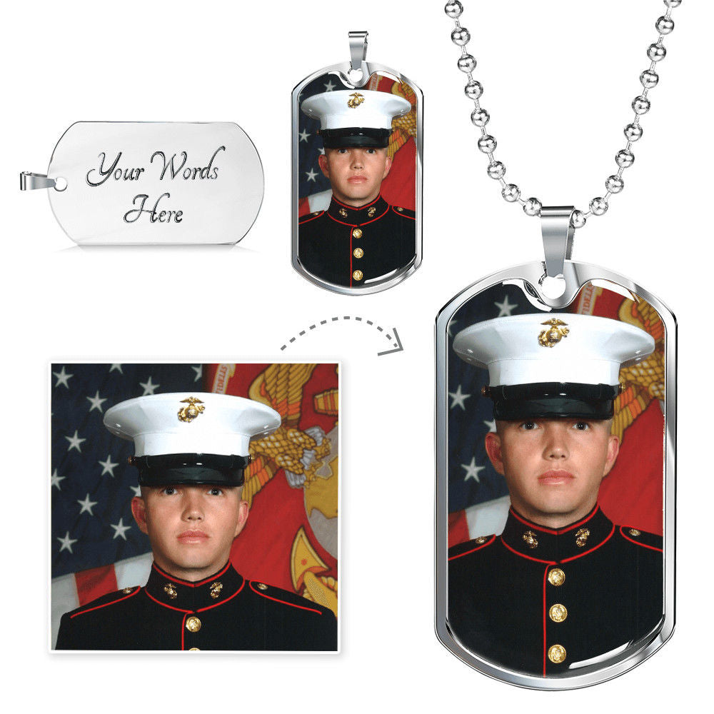 Personalized Graphic Dog Tag Military Necklace with Custom Engraved