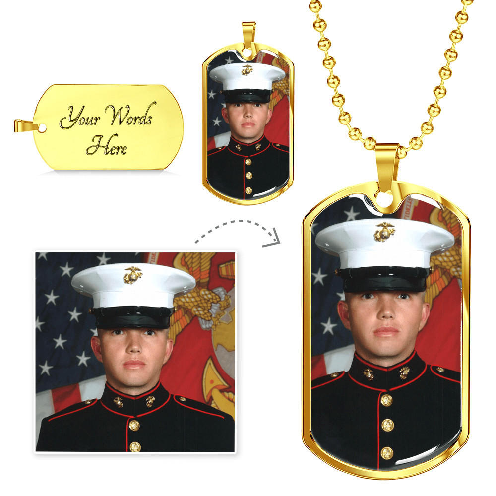 Personalized Graphic Dog Tag Military Necklace with Custom Engraved