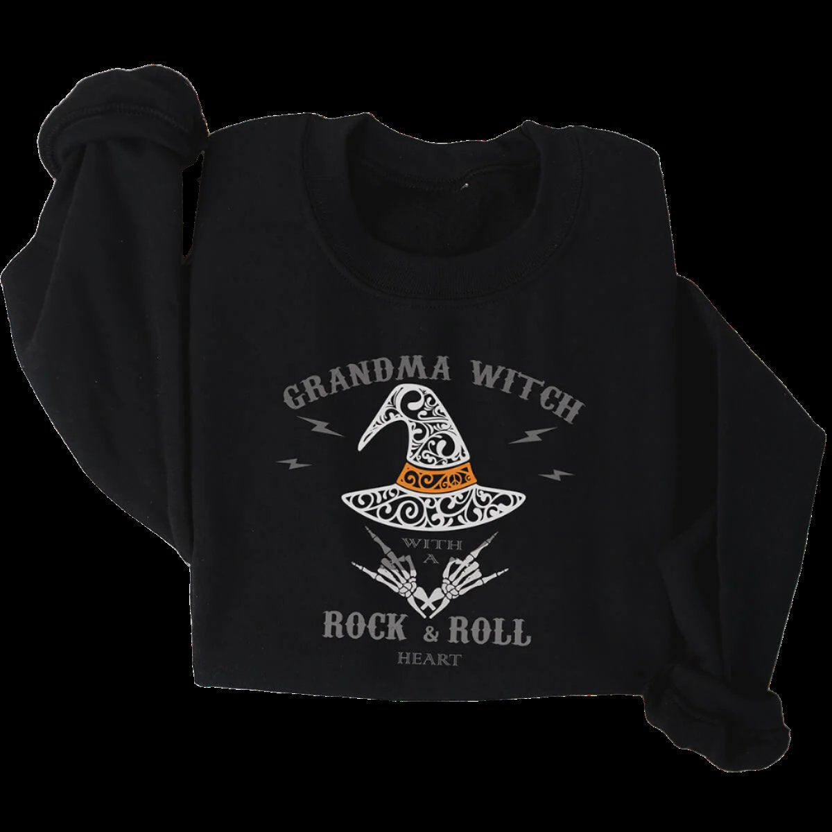 Grandma Witch a Rock and Roll Heart Sweatshirt
