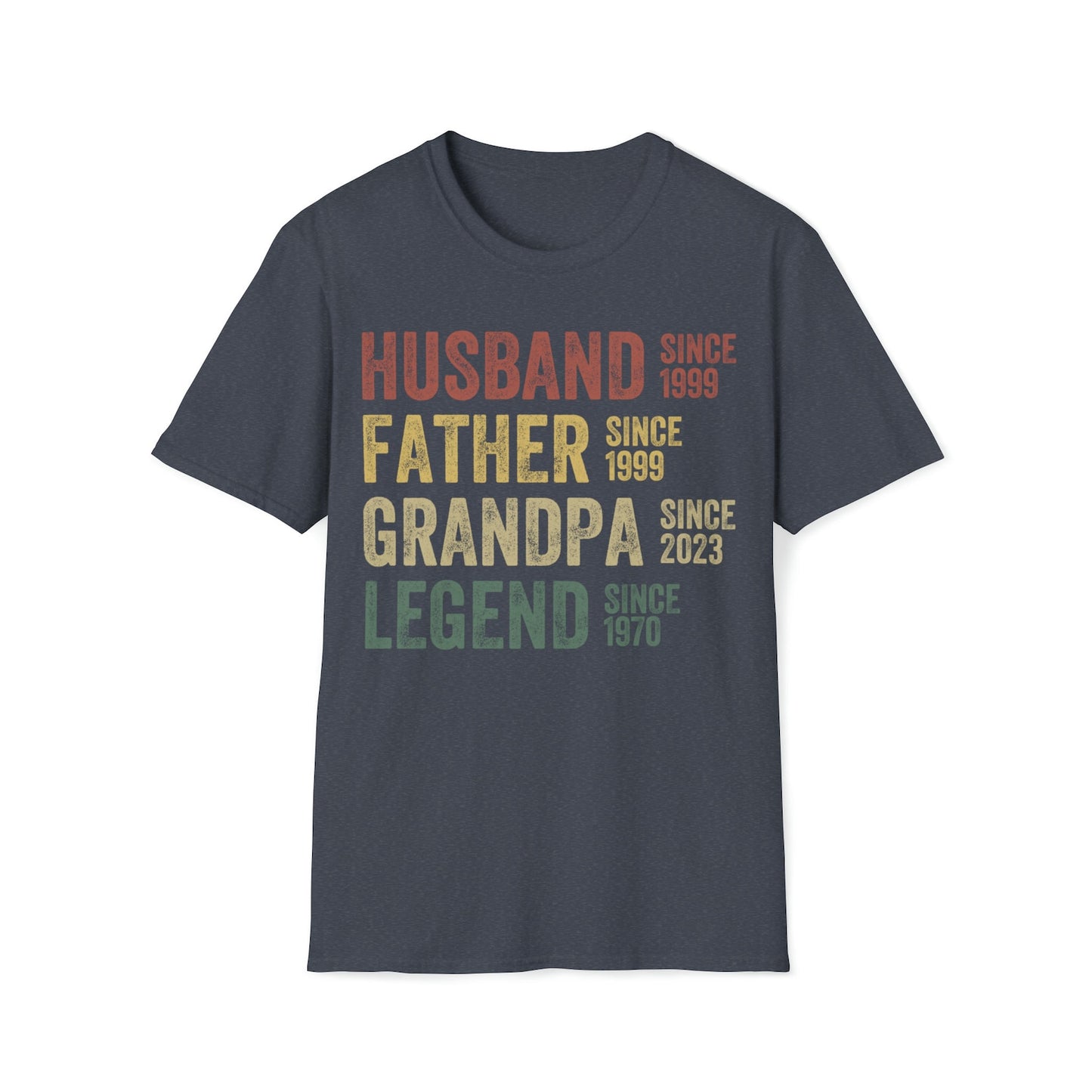 Personalized Dad & Grandpa Shirt – Father’s Day Gift, Husband Father Grandpa Legend Tee, Custom Dates, Funny Birthday Gift for Men