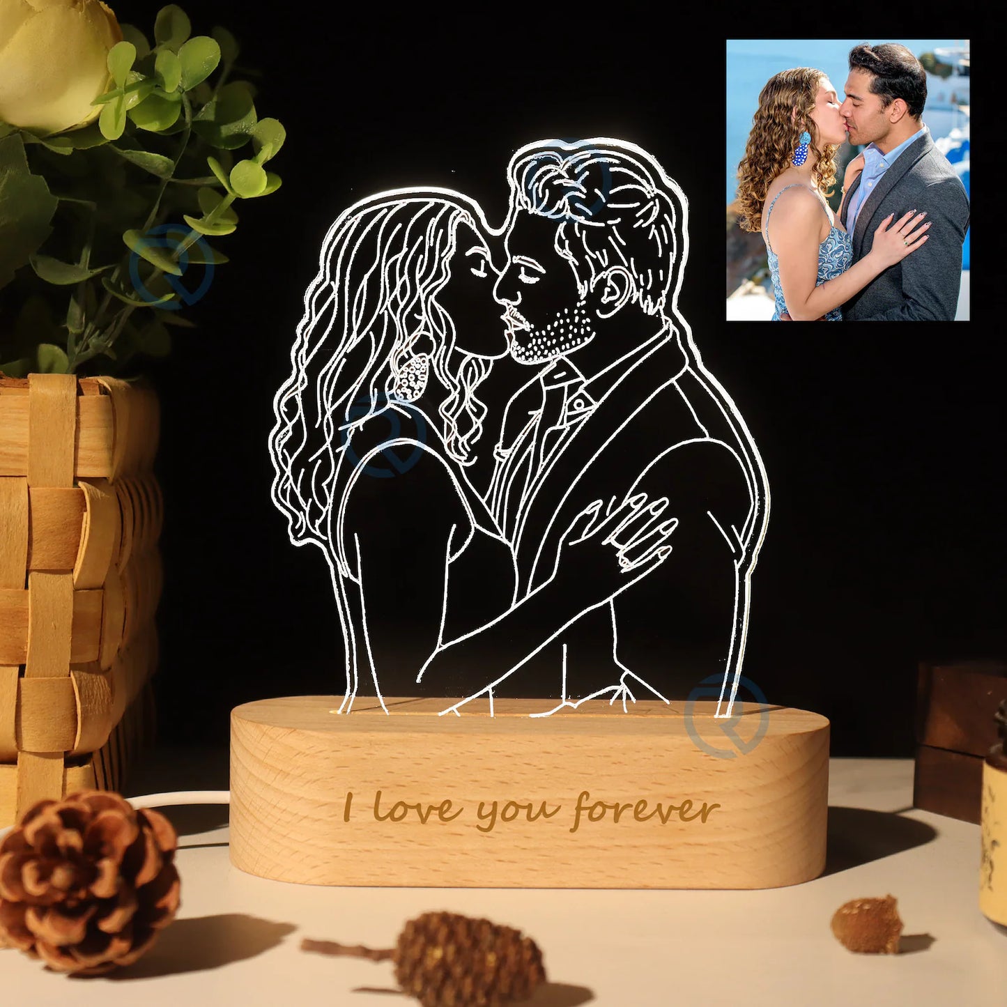 Personalized Line Art Engraved Night Light