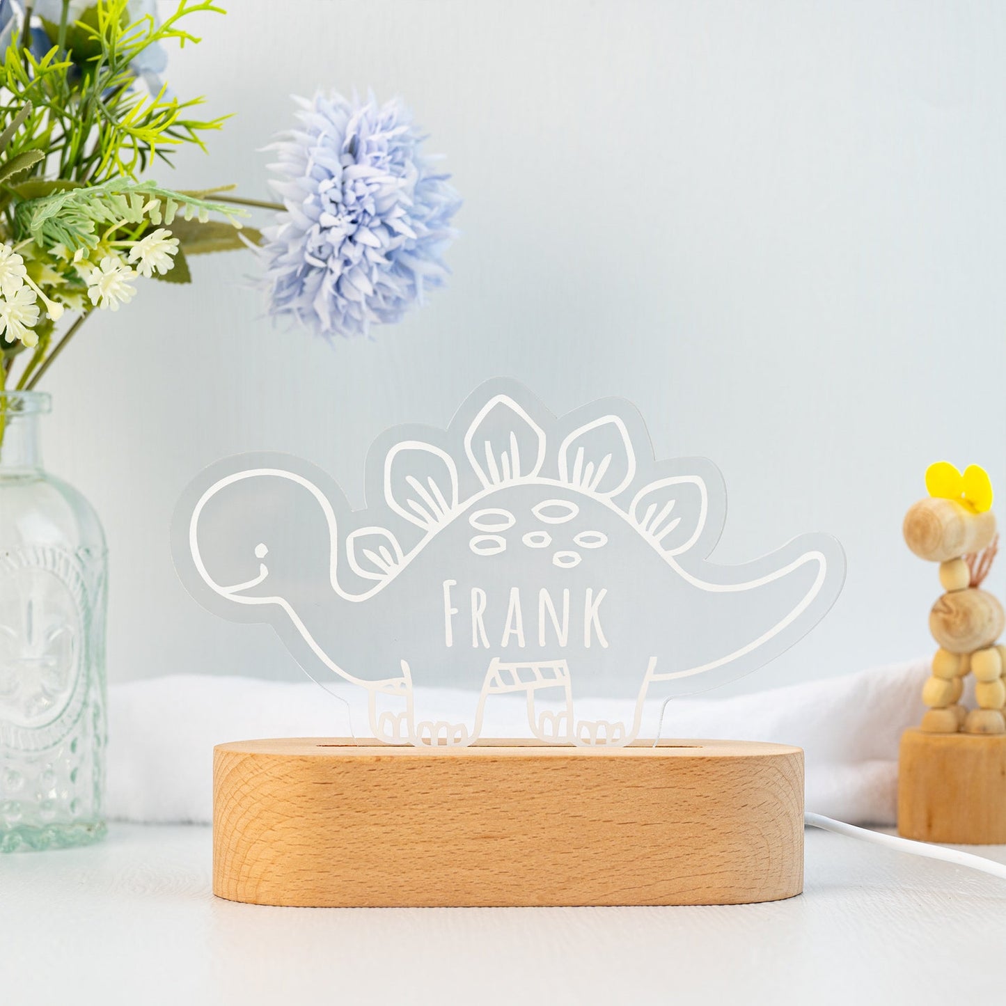 Personalized Dinosaur Night Light – Custom Name Lamp for Kids, Cute Nursery Decor, Baby’s First Birthday or Newborn Shower Gift