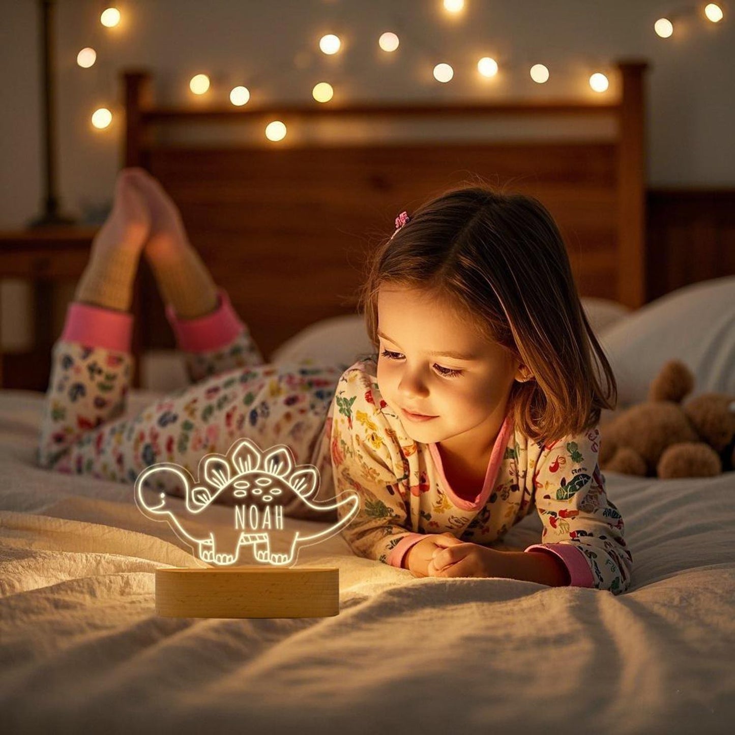 Personalized Dinosaur Night Light – Custom Name Lamp for Kids, Cute Nursery Decor, Baby’s First Birthday or Newborn Shower Gift