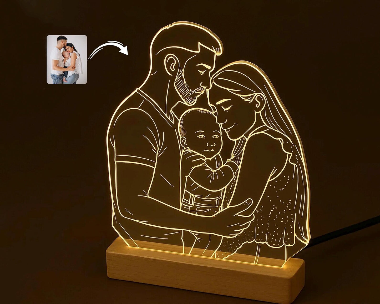 Personalized Line Art Engraved Night Light