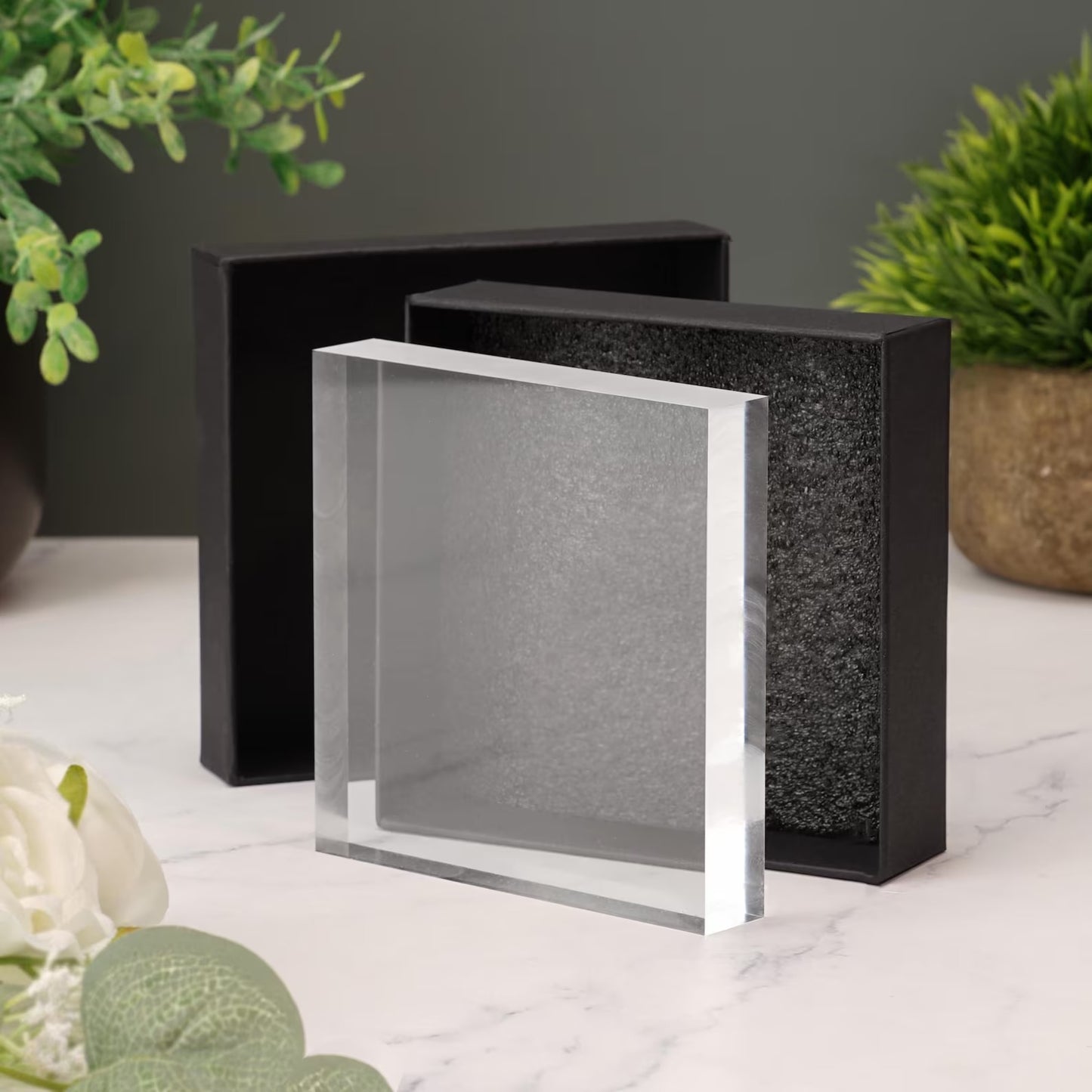 Personalized Acrylic Photo Block with Custom Message – Freestanding Keepsake Gift