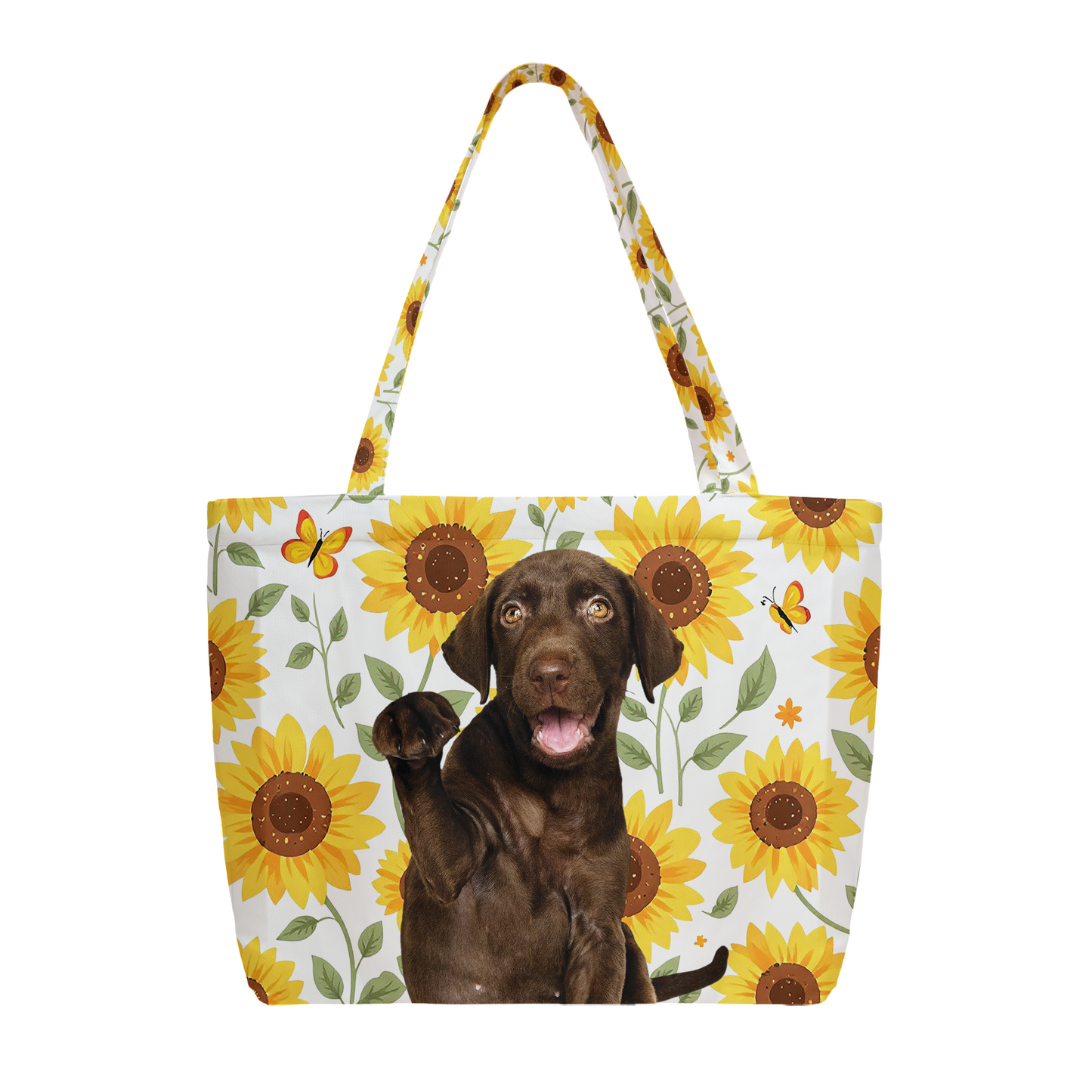 Custom Large Sunflower Print Tote Bag