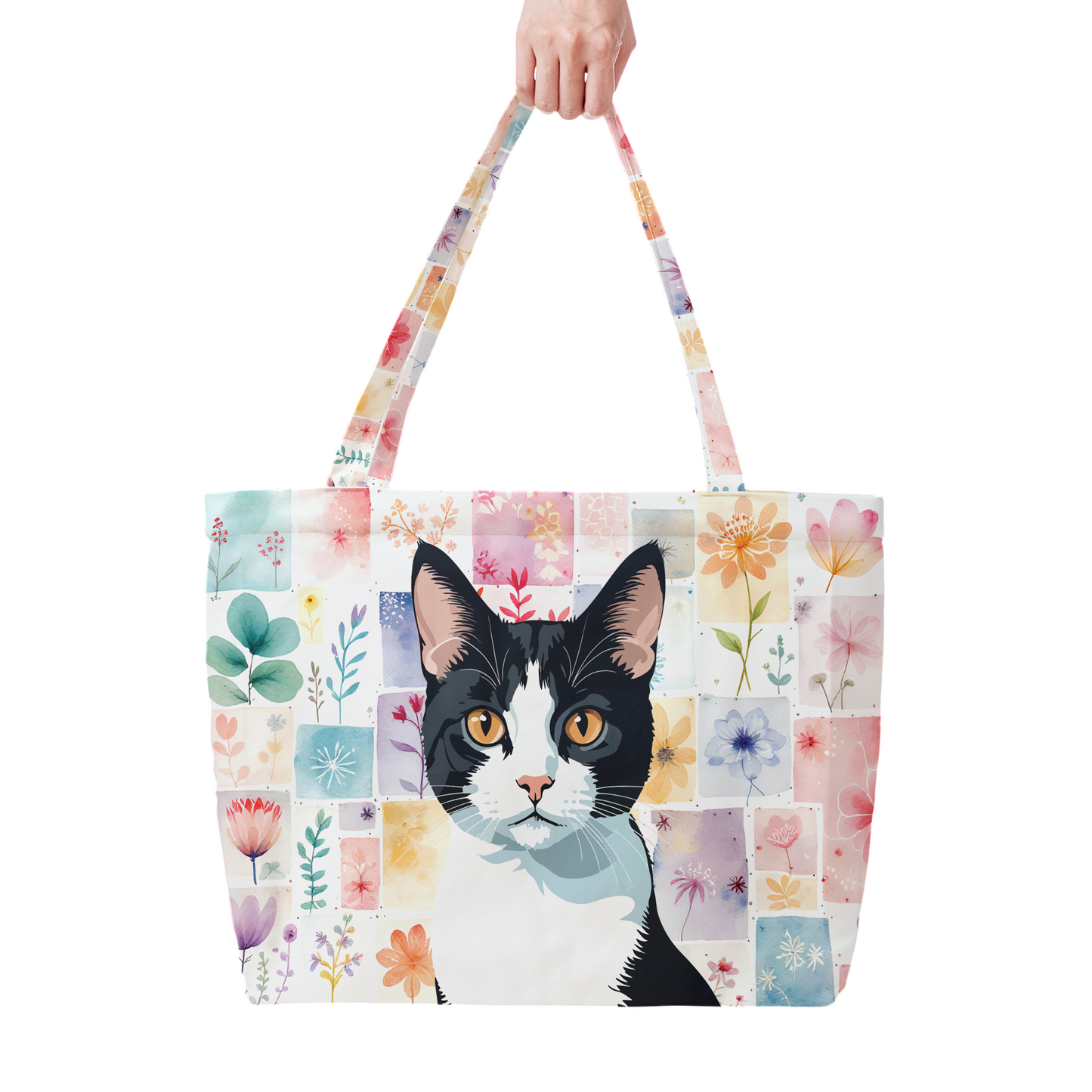 Floral Blossom Pet Portrait Tote Bag
