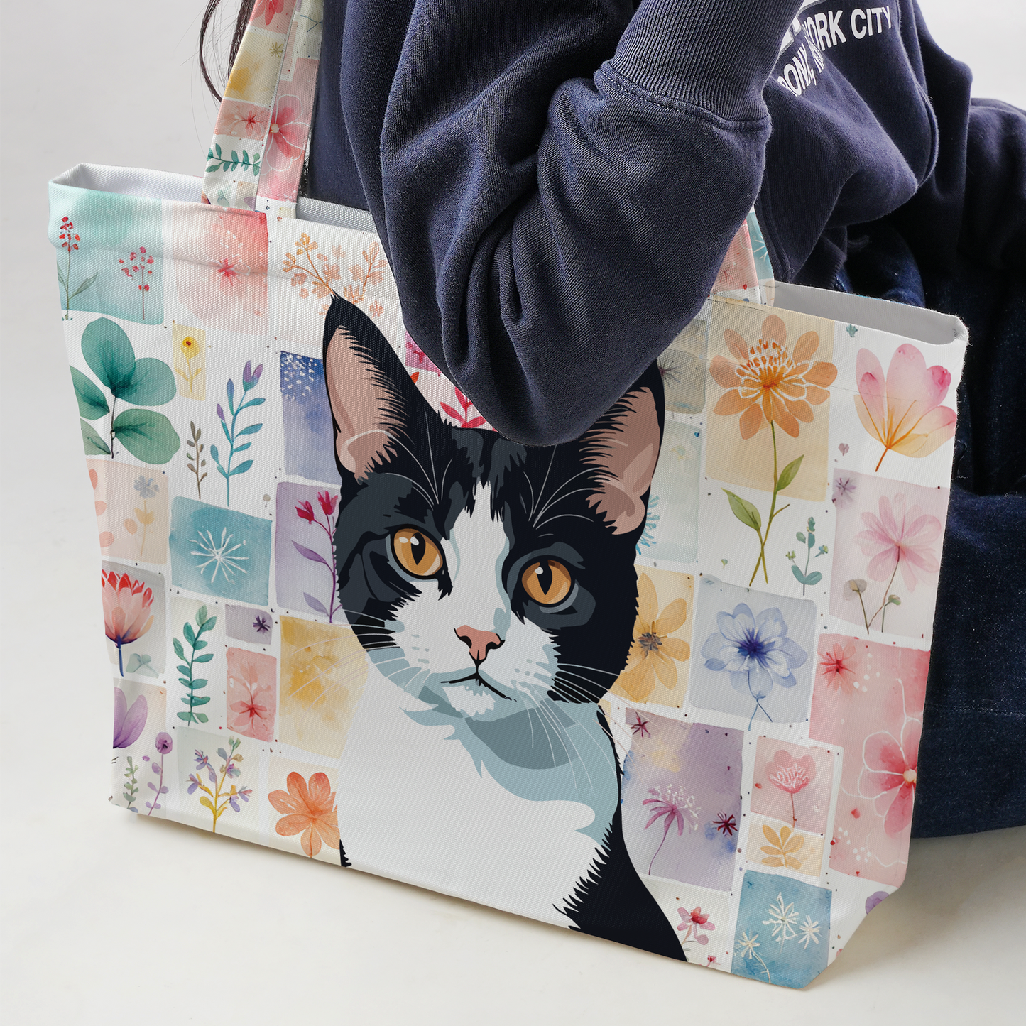 Floral Blossom Pet Portrait Tote Bag