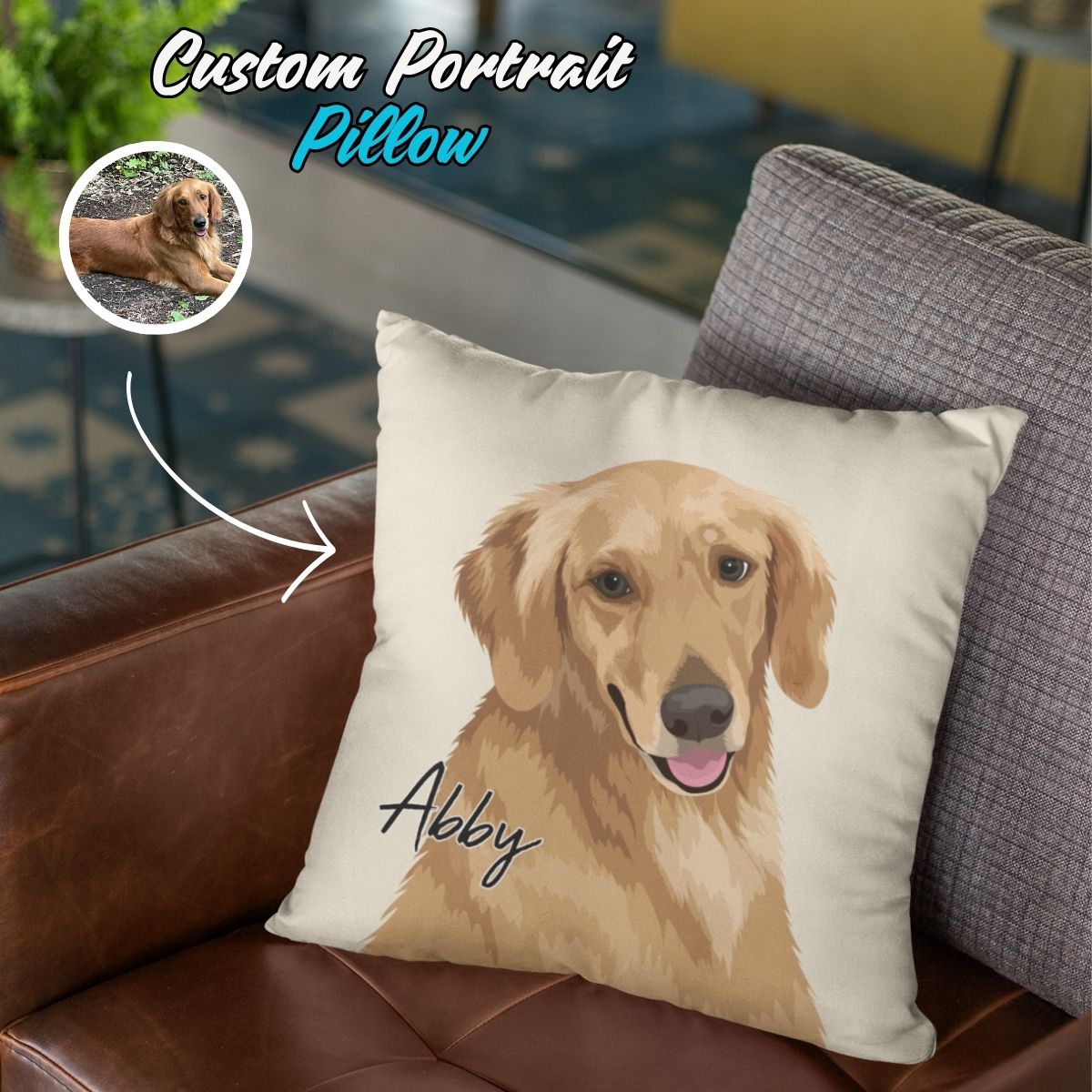 Custom Illustrated Portrait Pillow