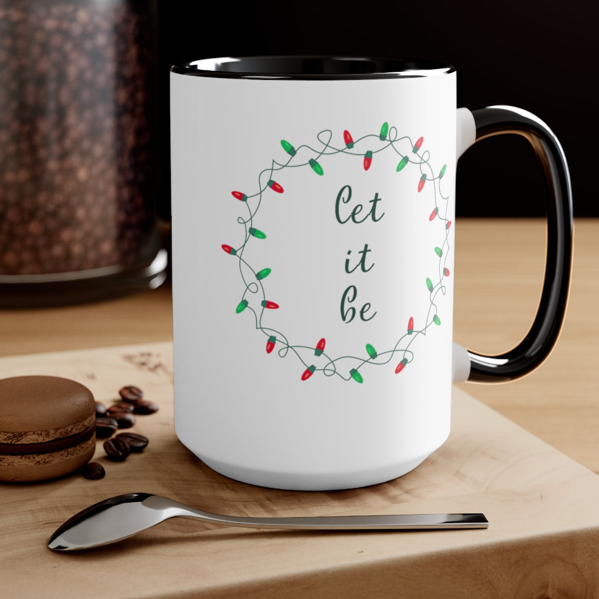 Let It Be Festive Two-Tone Coffee Mugs, 15oz