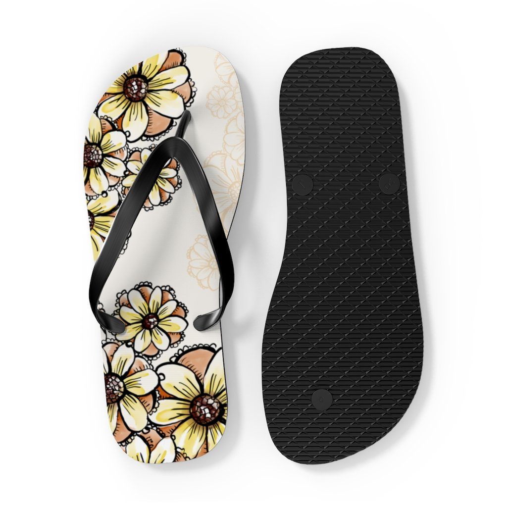 Boho Flowers Unisex Flip-Flops Shoes Printify