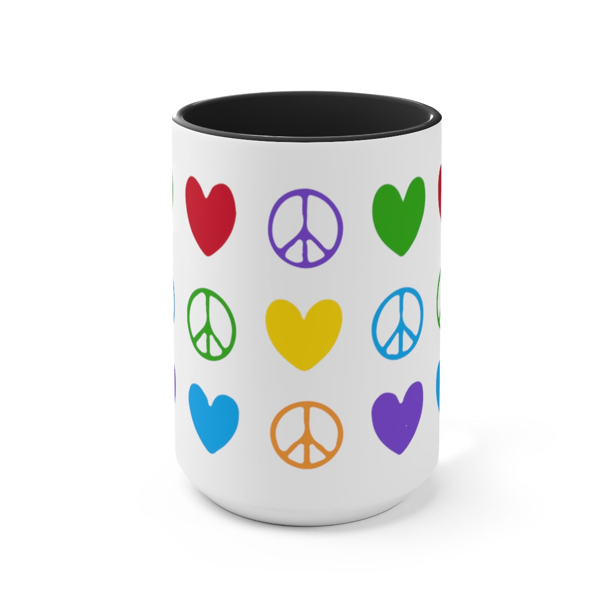 Peace And Love Two-Tone Coffee Mugs, 15oz