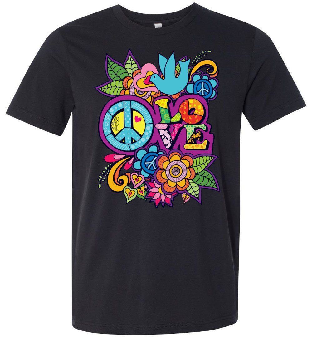 Peace And Love T-shirts Heyjude Shoppe Unisex T-Shirt Vintage Black XS