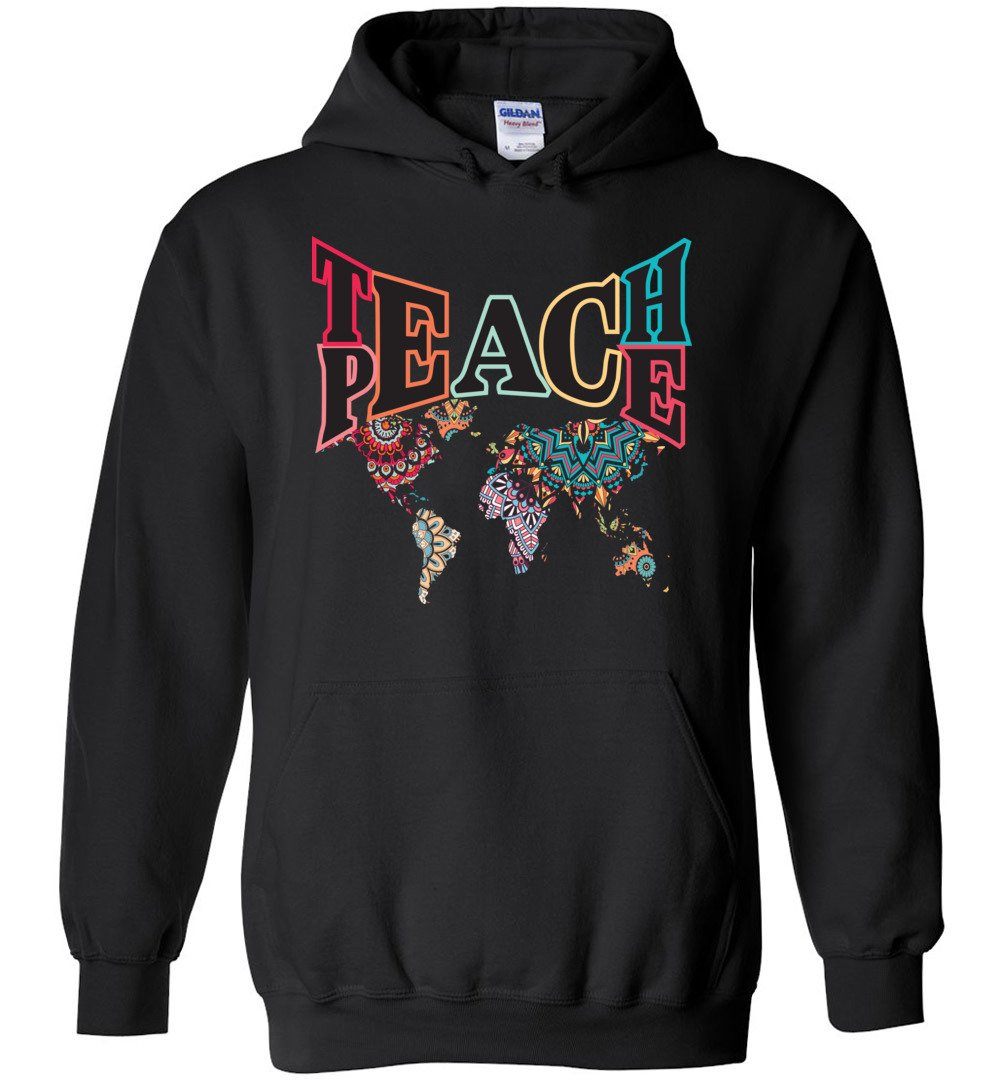 TEACH PEACE HEAVY BLEND HOODIE Heyjude Shoppe Black S