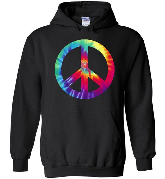 TIE DYE PEACE SIGN HEAVY BLEND HOODIE Heyjude Shoppe Black S