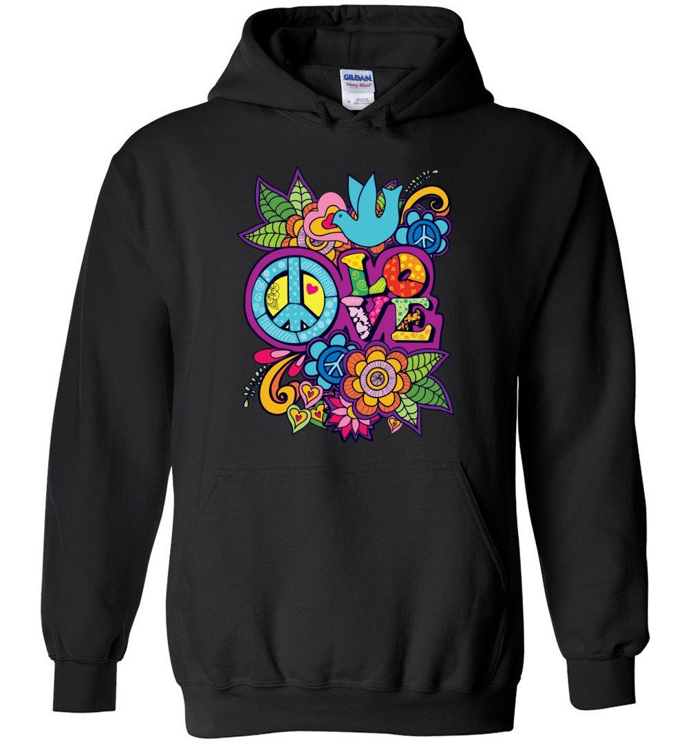 Peace Love Heavy Blend Hoodie Heyjude Shoppe Black S