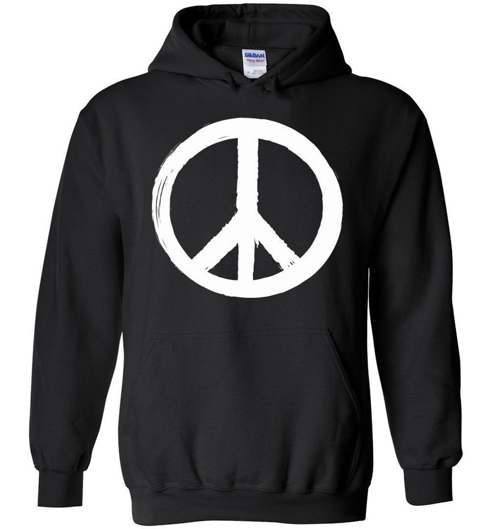 WHITE PEACE SIGN HEAVY BLEND HOODIE Heyjude Shoppe Black S