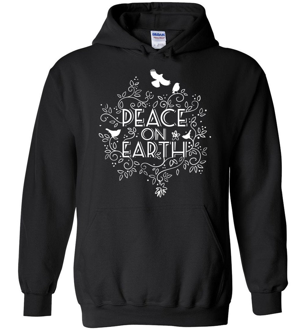 Peace On Earth Heavy Blend Hoodie Heyjude Shoppe Black S