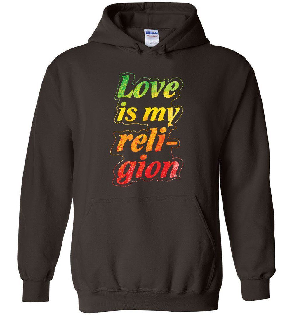 Love Is My Religion Heavy Blend Hoodie Heyjude Shoppe Dark Chocolate S