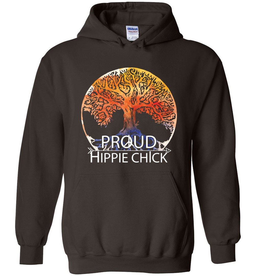 Hippie Chick Heavy Blend Hoodie Heyjude Shoppe Dark Chocolate S