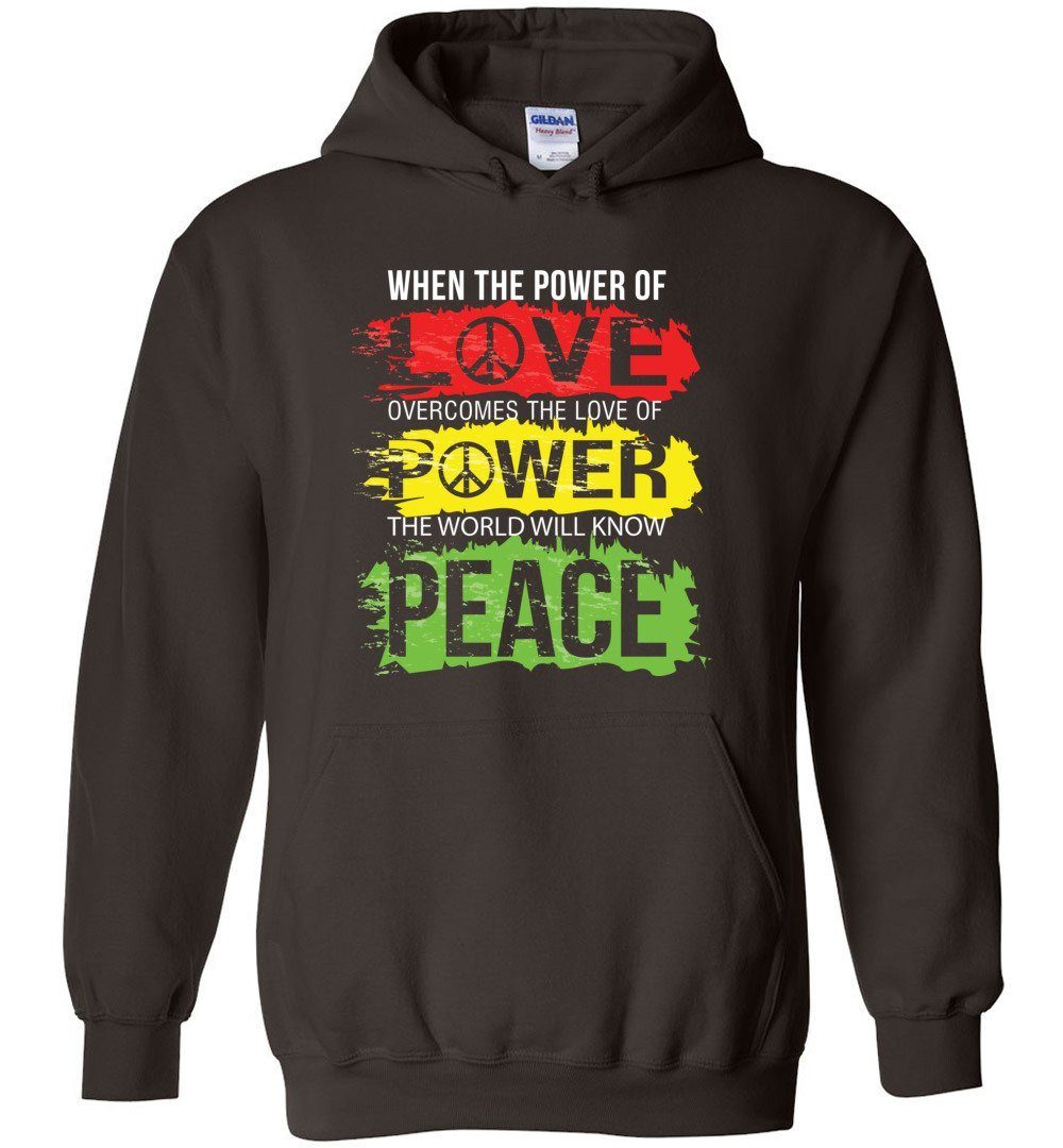 The World Will Know Peace Heavy Blend Hoodie Heyjude Shoppe Dark Chocolate S