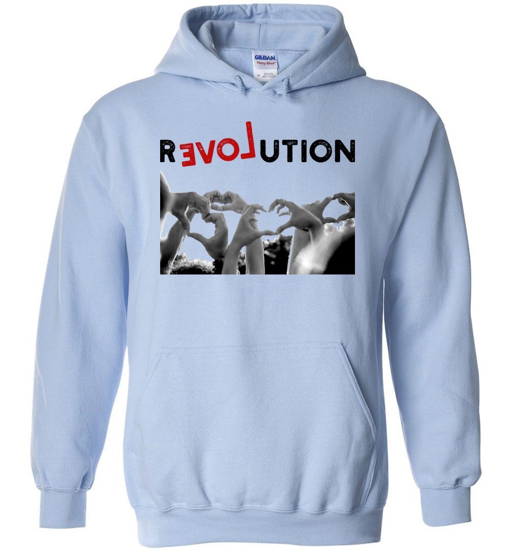 THE WORLD NEEDS MORE LOVE HEAVY BLEND HOODIE Heyjude Shoppe Light Blue S