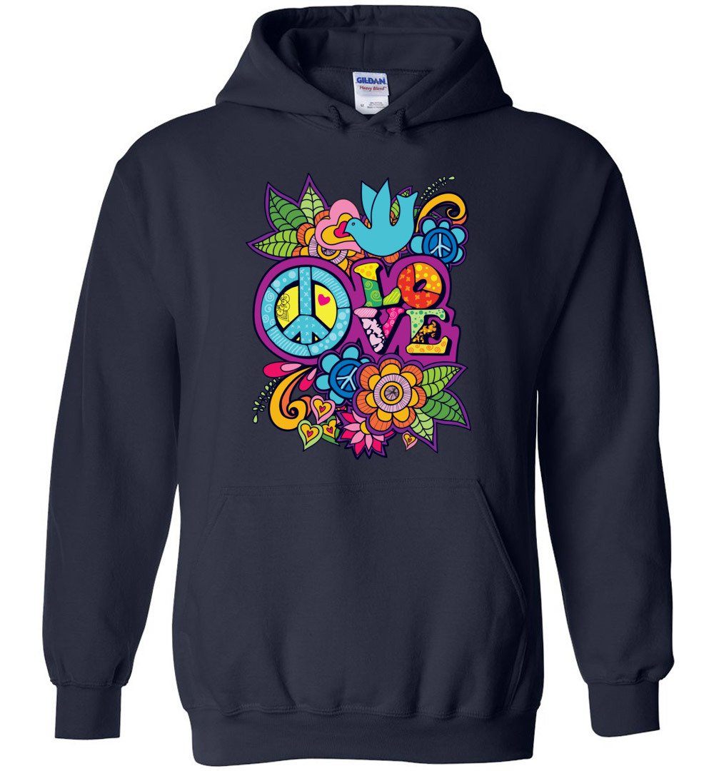 Peace Love Heavy Blend Hoodie Heyjude Shoppe Navy S