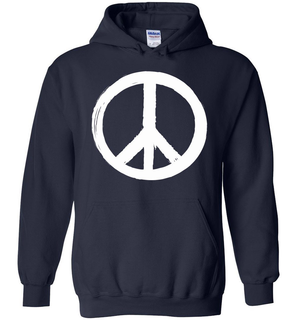 WHITE PEACE SIGN HEAVY BLEND HOODIE Heyjude Shoppe Navy S
