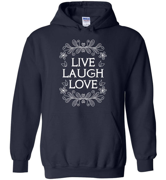 Live Laugh Love Heavy Blend Hoodie Heyjude Shoppe Navy S