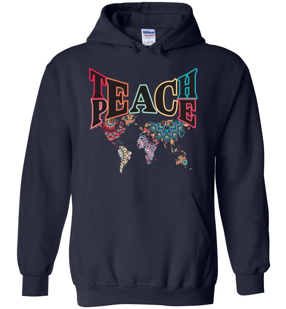 TEACH PEACE HEAVY BLEND HOODIE Heyjude Shoppe Navy S