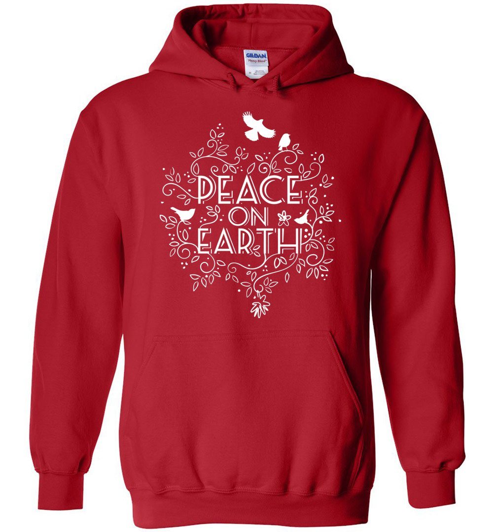Peace On Earth Heavy Blend Hoodie Heyjude Shoppe Red S
