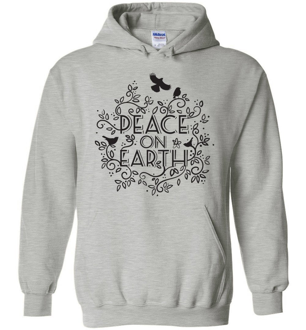 Peace On Earth Heavy Blend Hoodie Heyjude Shoppe Sports Grey S