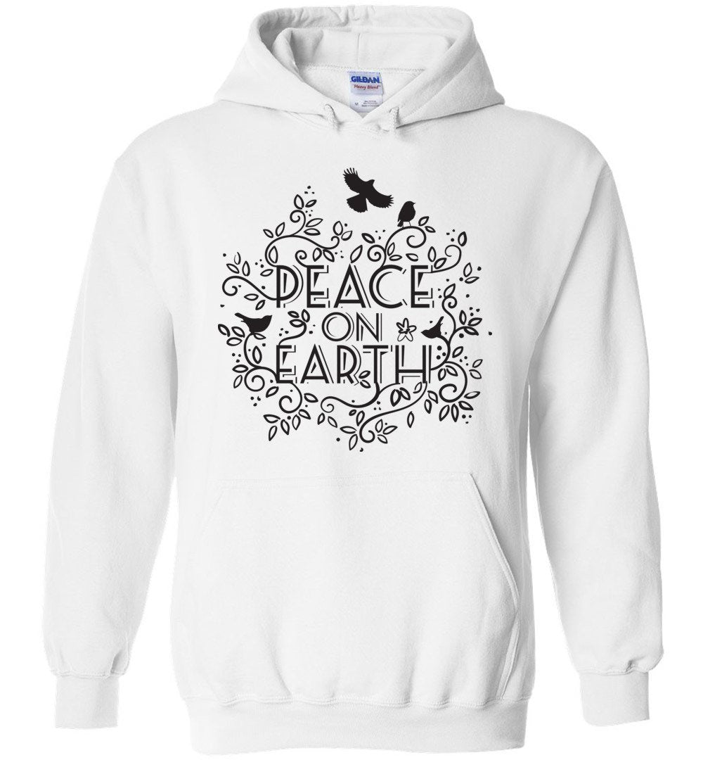 Peace On Earth Heavy Blend Hoodie Heyjude Shoppe White S