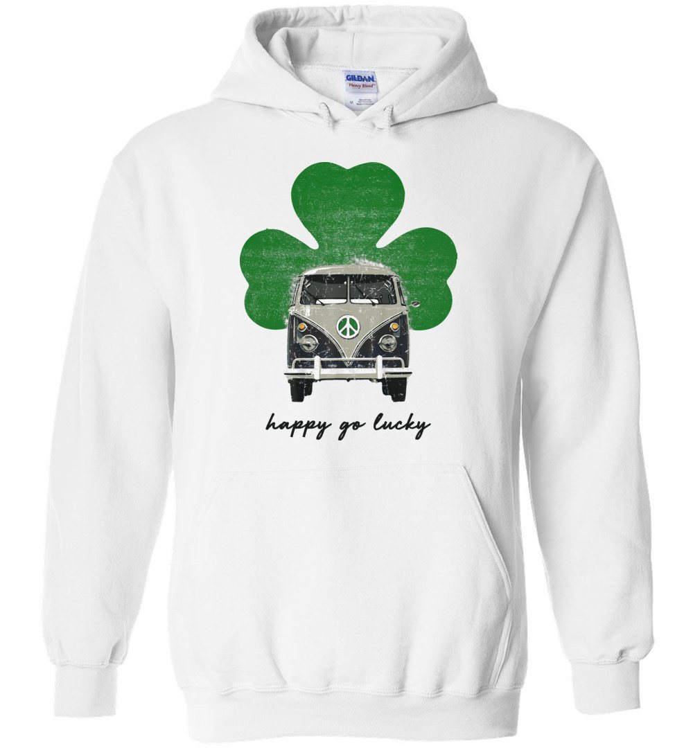 HIPPIE VAN HAPPY GO LUCKY HEAVY BLEND HOODIE Heyjude Shoppe White S