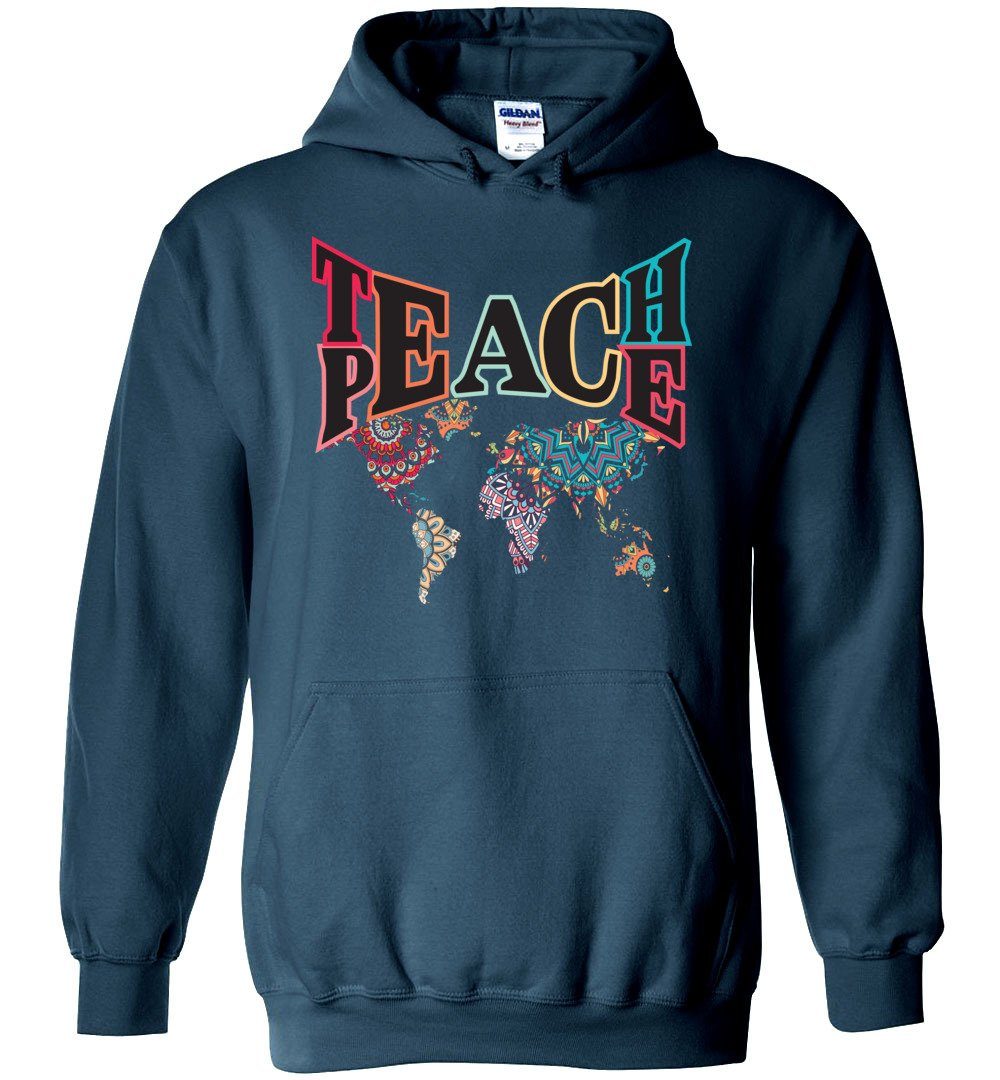 TEACH PEACE HEAVY BLEND HOODIE Heyjude Shoppe Legion Blue S