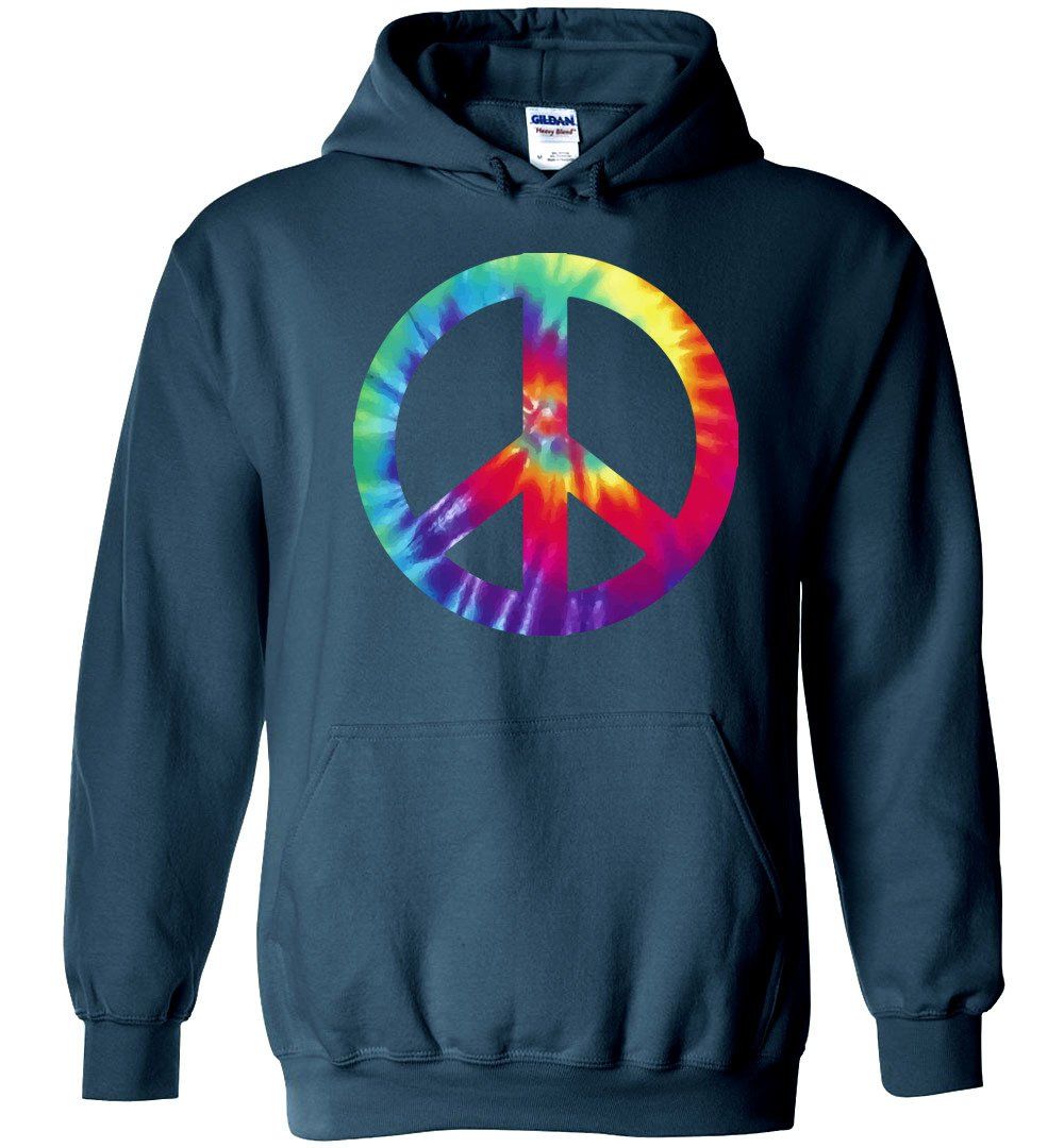 TIE DYE PEACE SIGN HEAVY BLEND HOODIE Heyjude Shoppe Legion Blue S