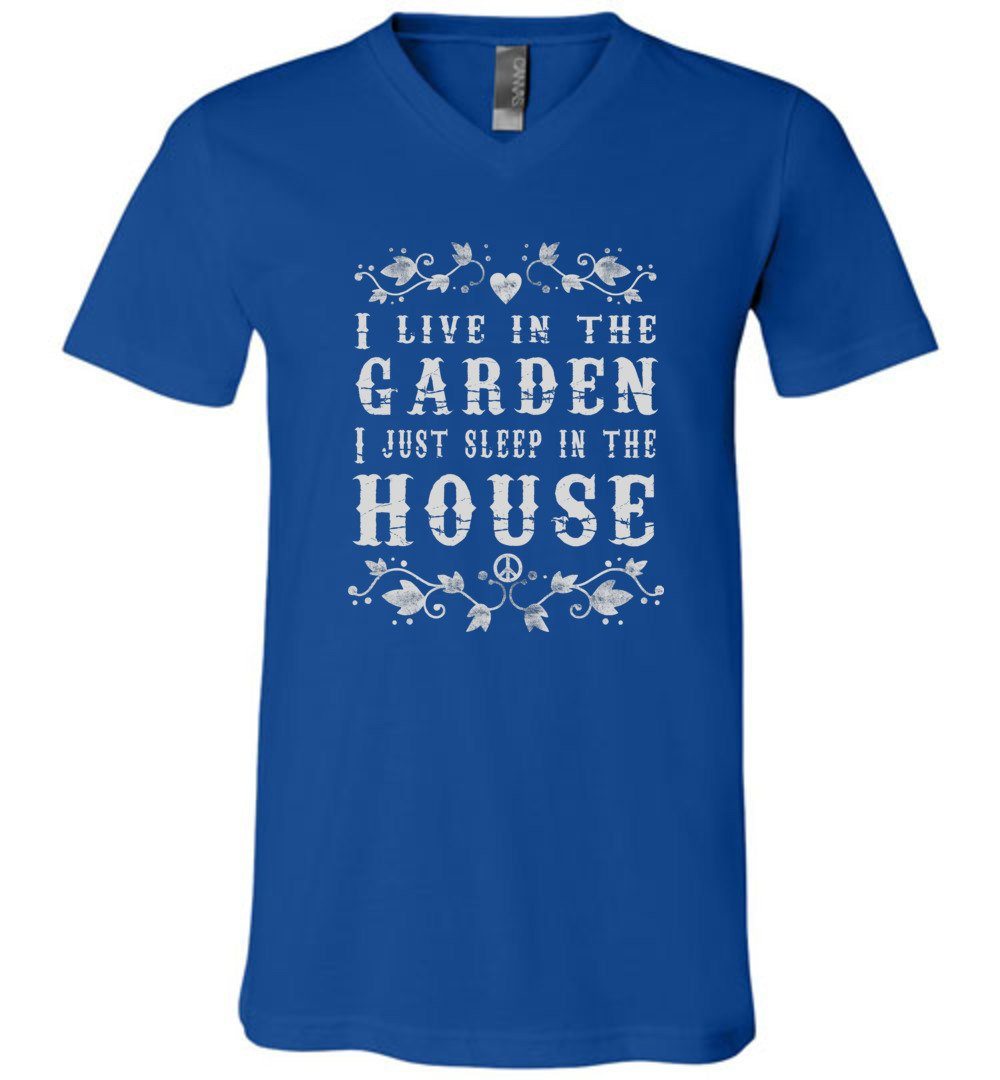 I Live In The Garden - Unisex Vneck Heyjude Shoppe True Royal S