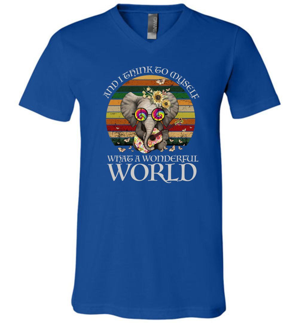 What A Wonderful World - Unisex Vneck Heyjude Shoppe True Royal S