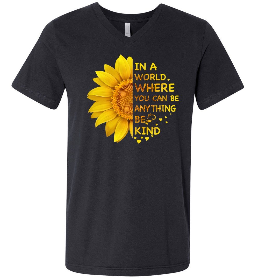 Be Kind Sunflower - Unisex Vneck Heyjude Shoppe Vintage Black S