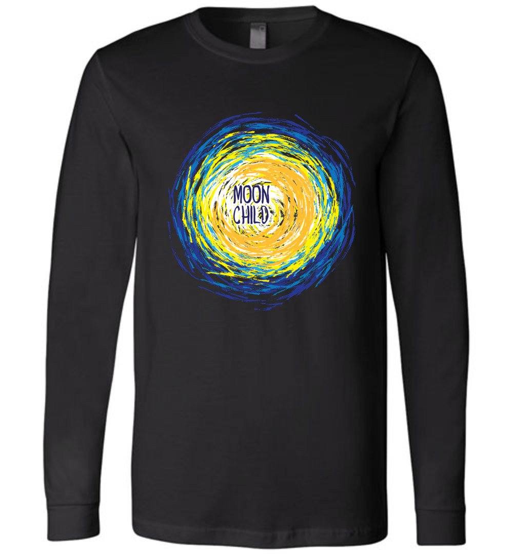 Moon - Child Youth T-Shirts Heyjude Shoppe Long Sleeve Tee Black Youth S
