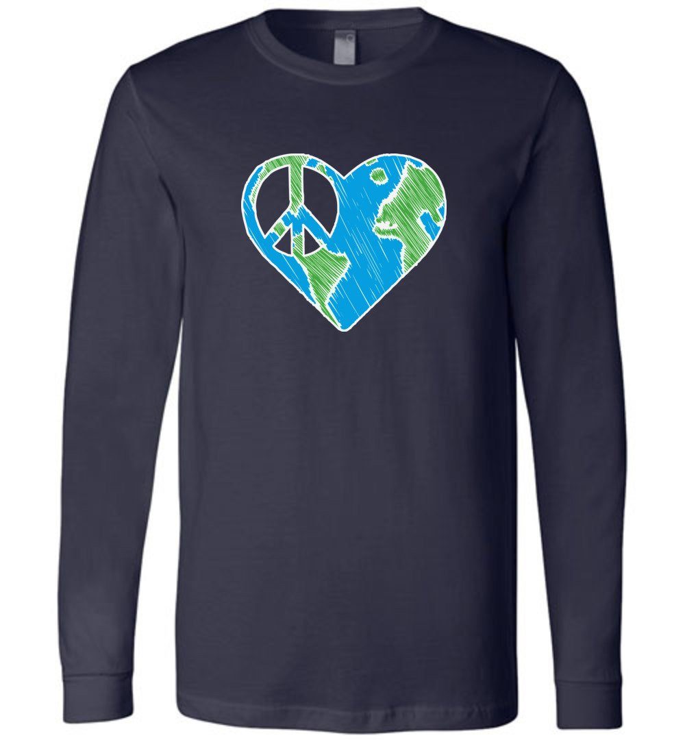 I heart Peace Youth T-Shirts Heyjude Shoppe Long Sleeve Tee Navy S