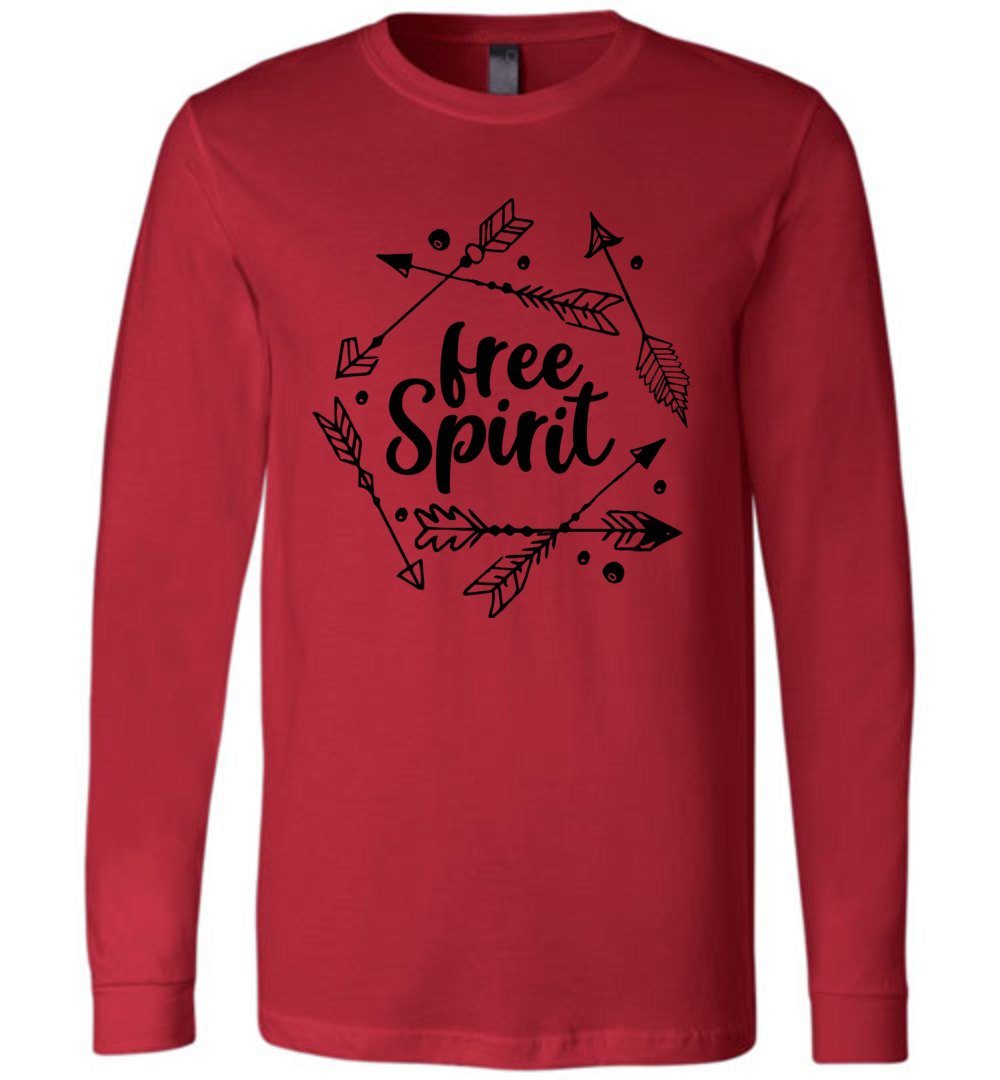 Free Spirit Youth T-Shirts Heyjude Shoppe Long Sleeve Tee Red Youth S