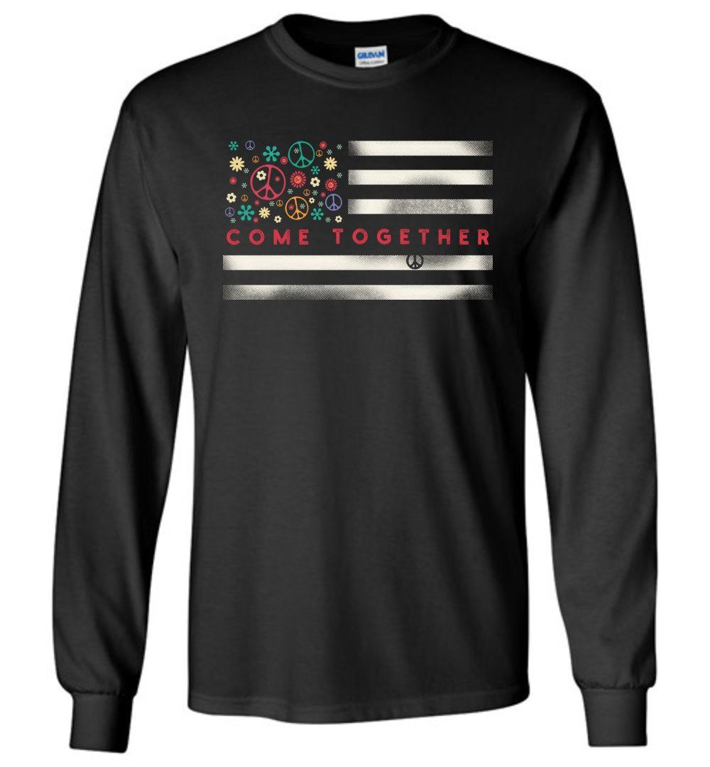 Come Together Flag Long Sleeve T-Shirts Heyjude Shoppe Black S