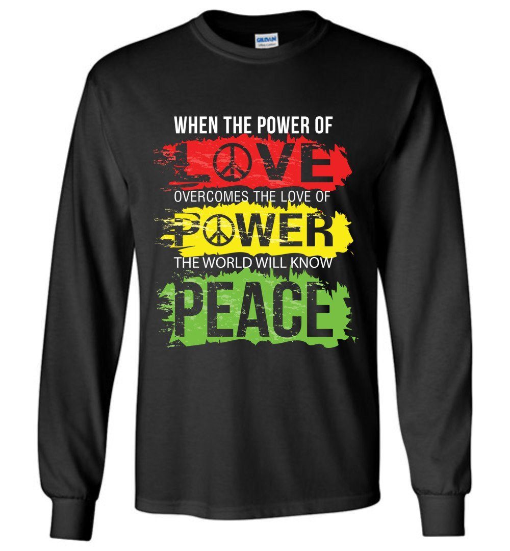 The World Will Know Peace Long Sleeve T-Shirts Heyjude Shoppe Black S