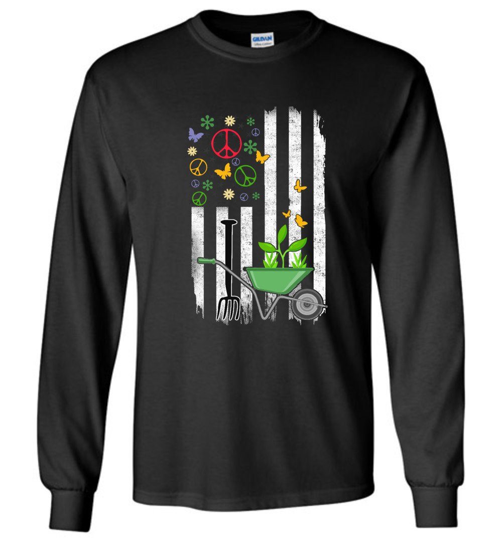 Gardening Flag T-shirts Heyjude Shoppe Long Sleeve Tee Black S