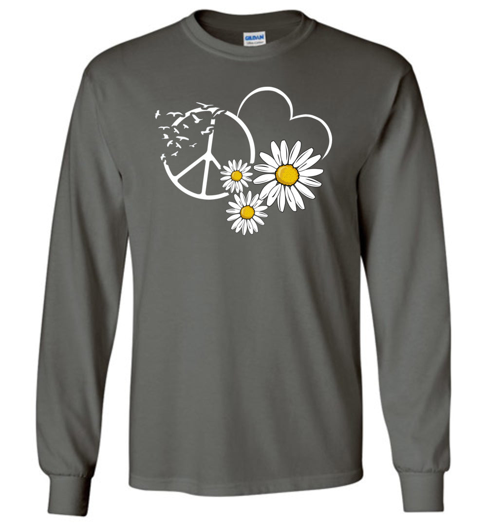 Peace Love Daisies Long Sleeve T-Shirts