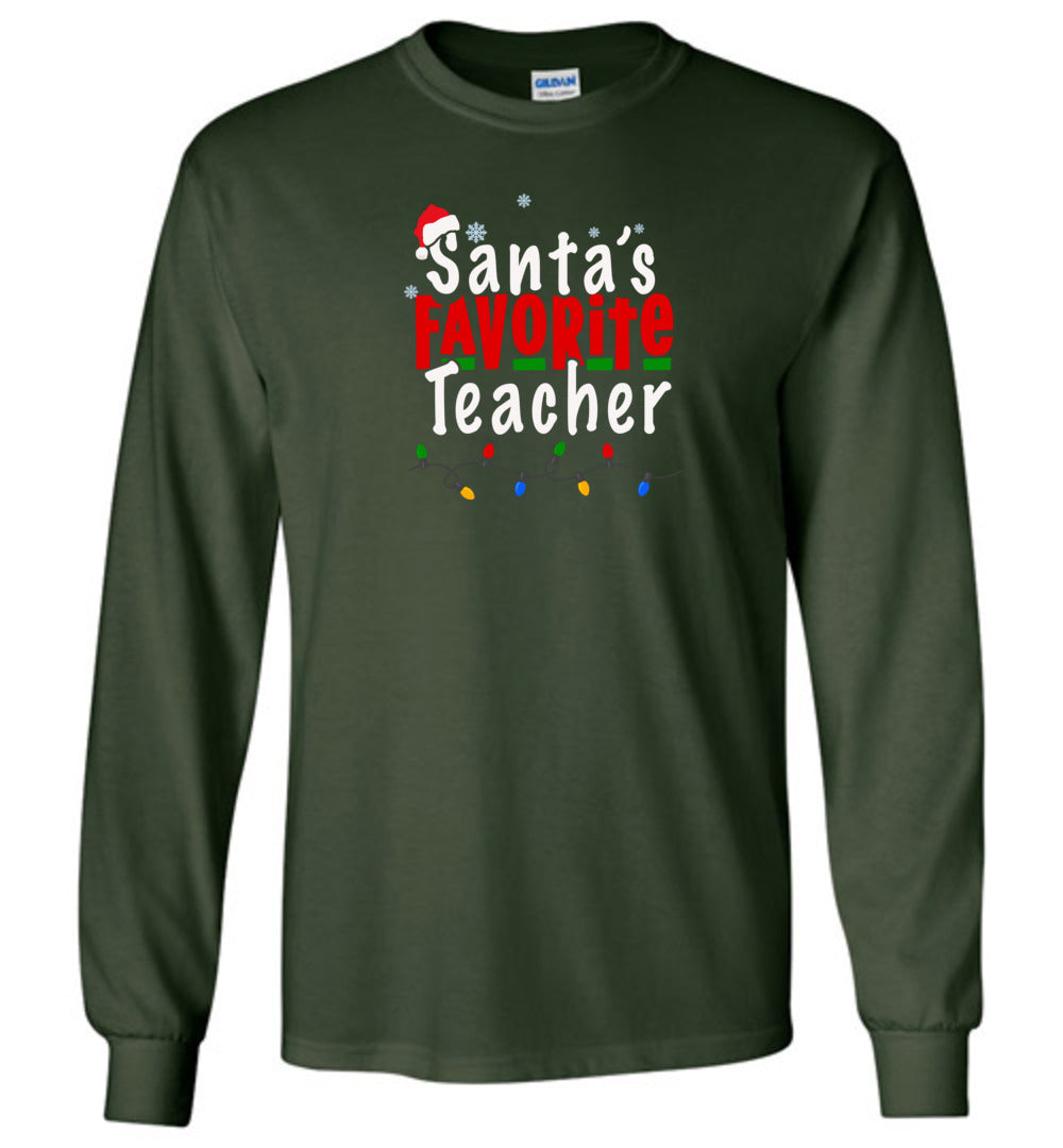 Santa's Favorite Teacher- Long Sleeve T-Shirt