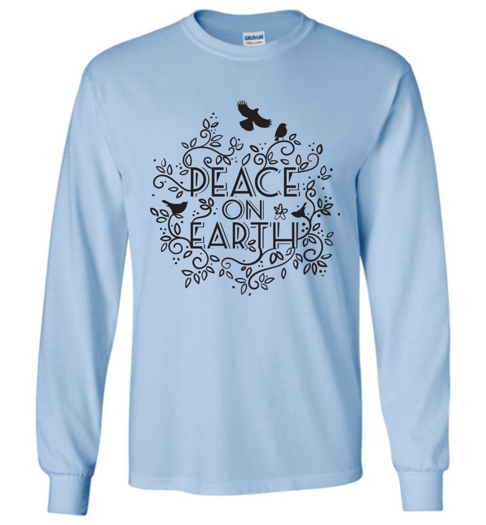 Peace On Earth Long Sleeve T-Shirts Heyjude Shoppe Light Blue S