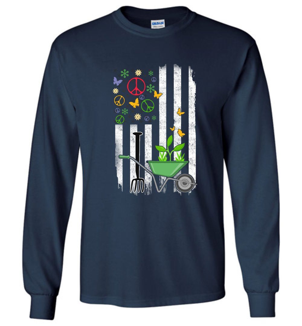 Gardening Flag T-shirts Heyjude Shoppe Long Sleeve Tee Navy S