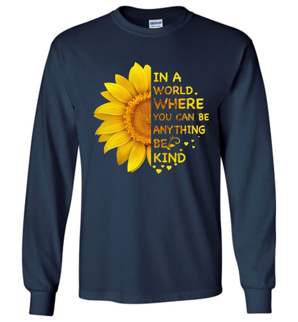 Be Kind - Sunflower Heyjude Shoppe Long Sleeve Tee Navy S